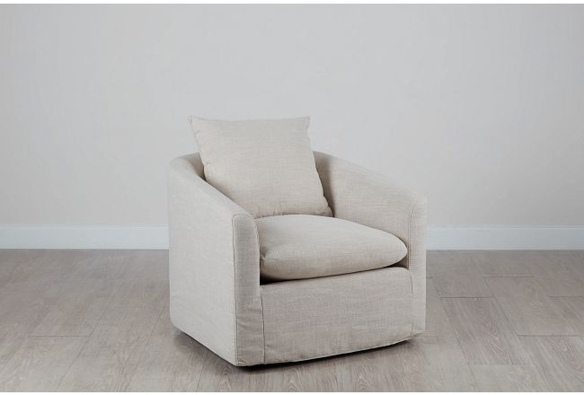 Willow Light Beige Fabric Swivel Chair