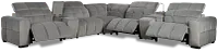 Gemma Light Gray Velvet Large Triple Power Reclining Two-arm Sectional