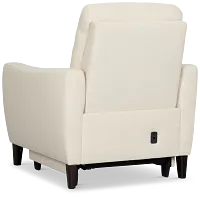 Keaton White Fabric Power Recliner With Power Headrest