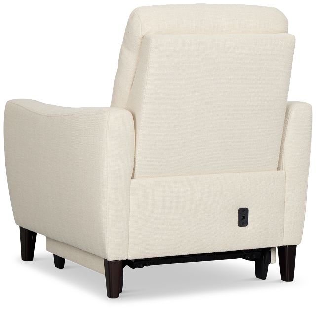 Keaton White Fabric Power Recliner With Power Headrest