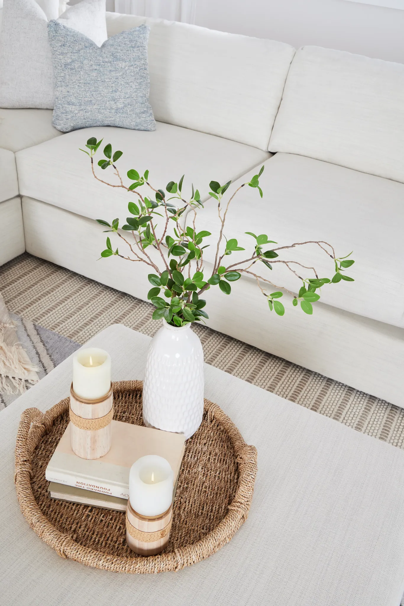 Noah Ivory Fabric Medium Two-arm Sectional