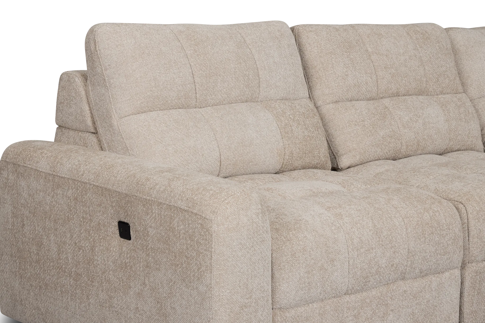 Hendrix Light Taupe Fabric Small Two Arm Power Extension Chaise Sectional