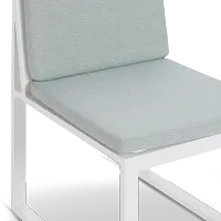 Linear White Teal 87" Aluminum Table & 4 Cushioned Side Chairs