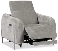 Zuri Gray Velvet Power Recliner With Power Headrest