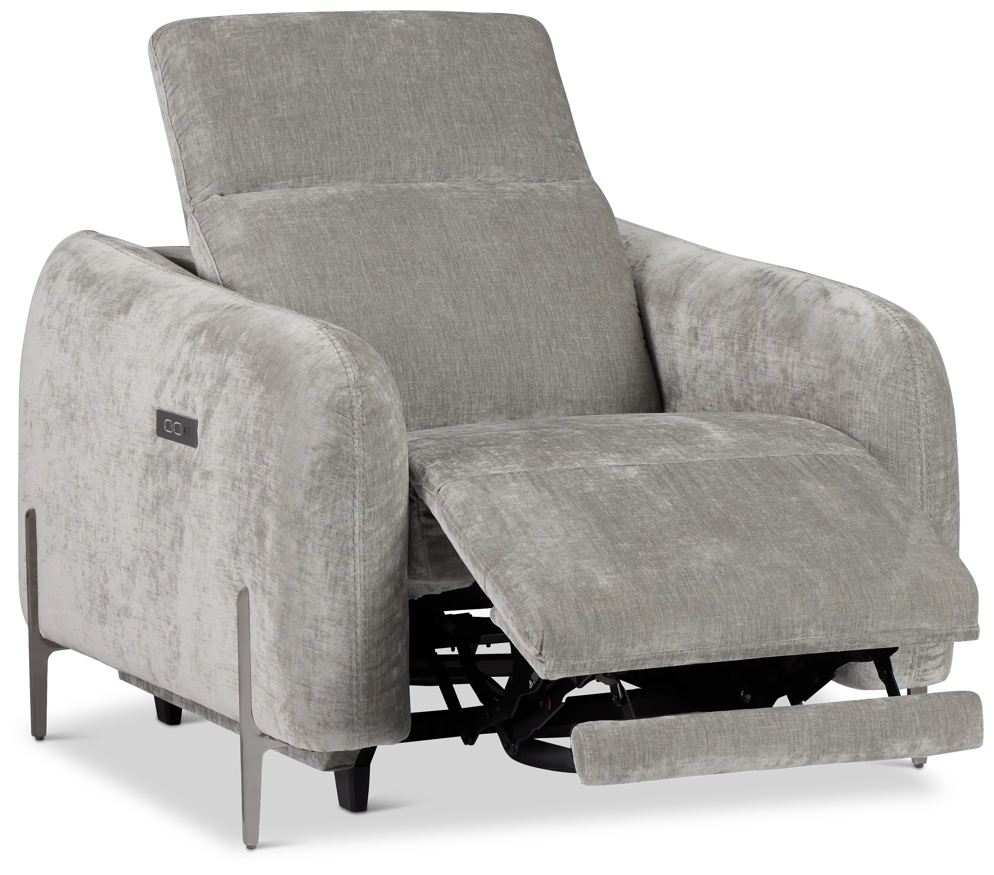 Zuri Gray Velvet Power Recliner With Power Headrest Zuri Gray Velvet Power Recliner With Power Headrest