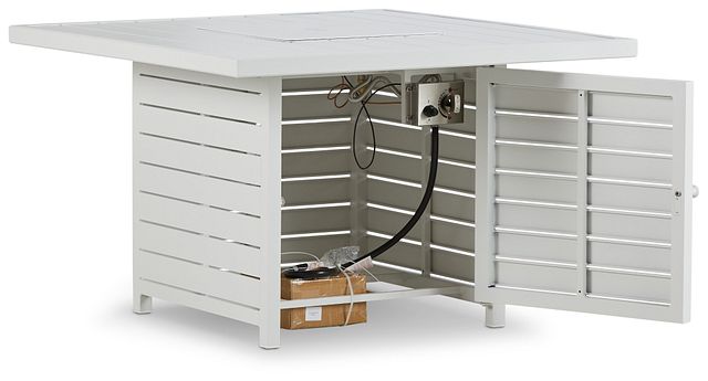 Linear White Square Fire Pit