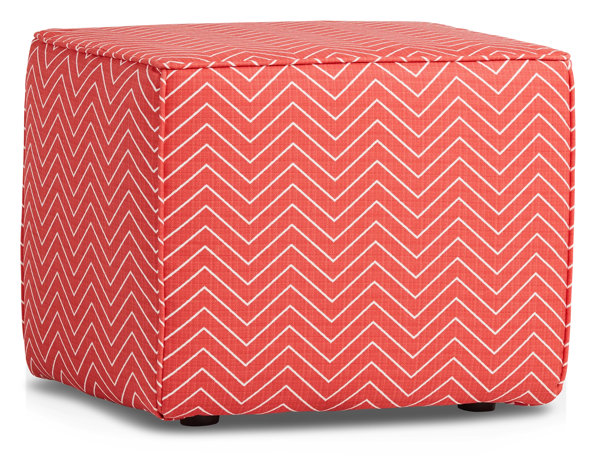 Chevron Coral Geometric Indoor/outdoor Accent Ottoman