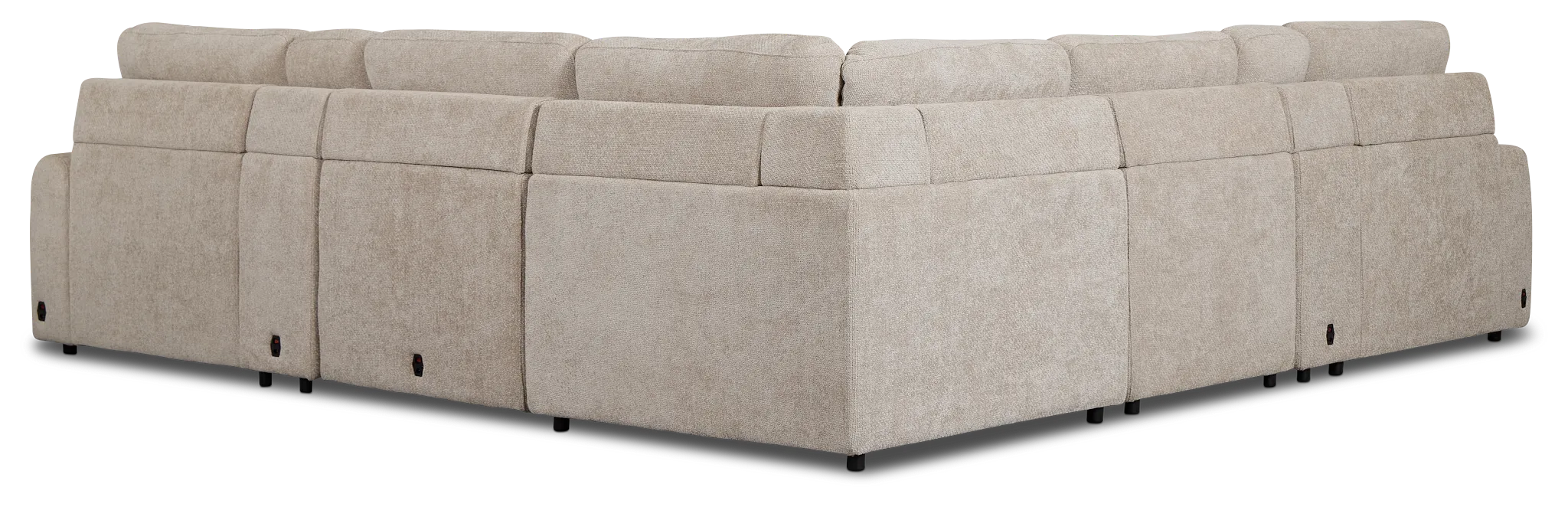 Hendrix Light Taupe Fabric Large Tri Power 2 Arm Extension Chaise Sectional