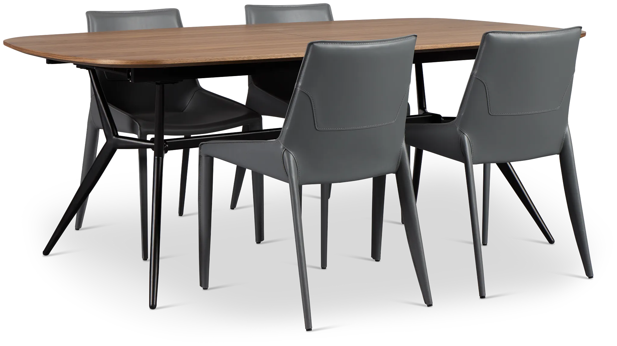 Margo Two-tone Rect Table & 4 Gray Upholstered Chairs