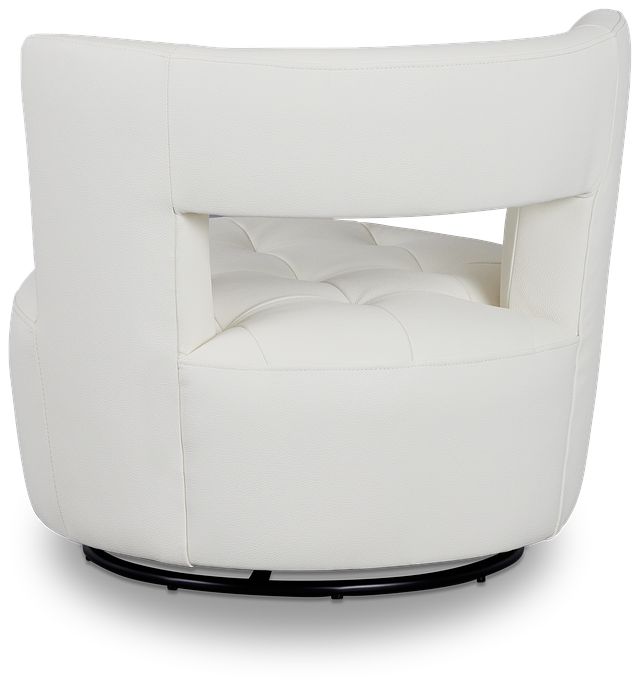Zion White Micro Swivel Accent Chair