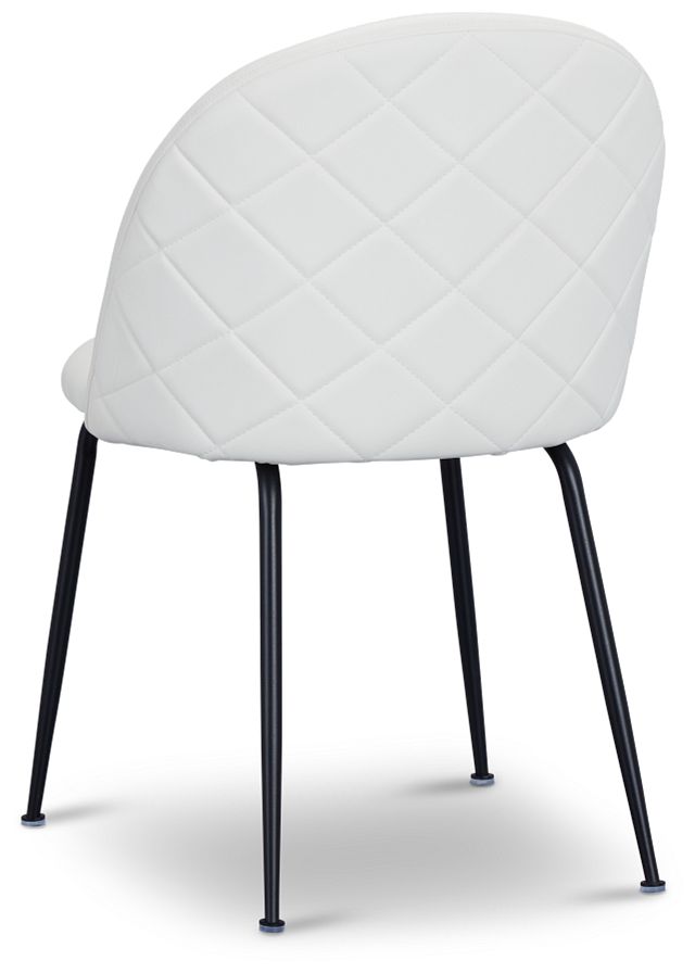 Capri White Micro Upholstered Side Chair W/ Black Legs