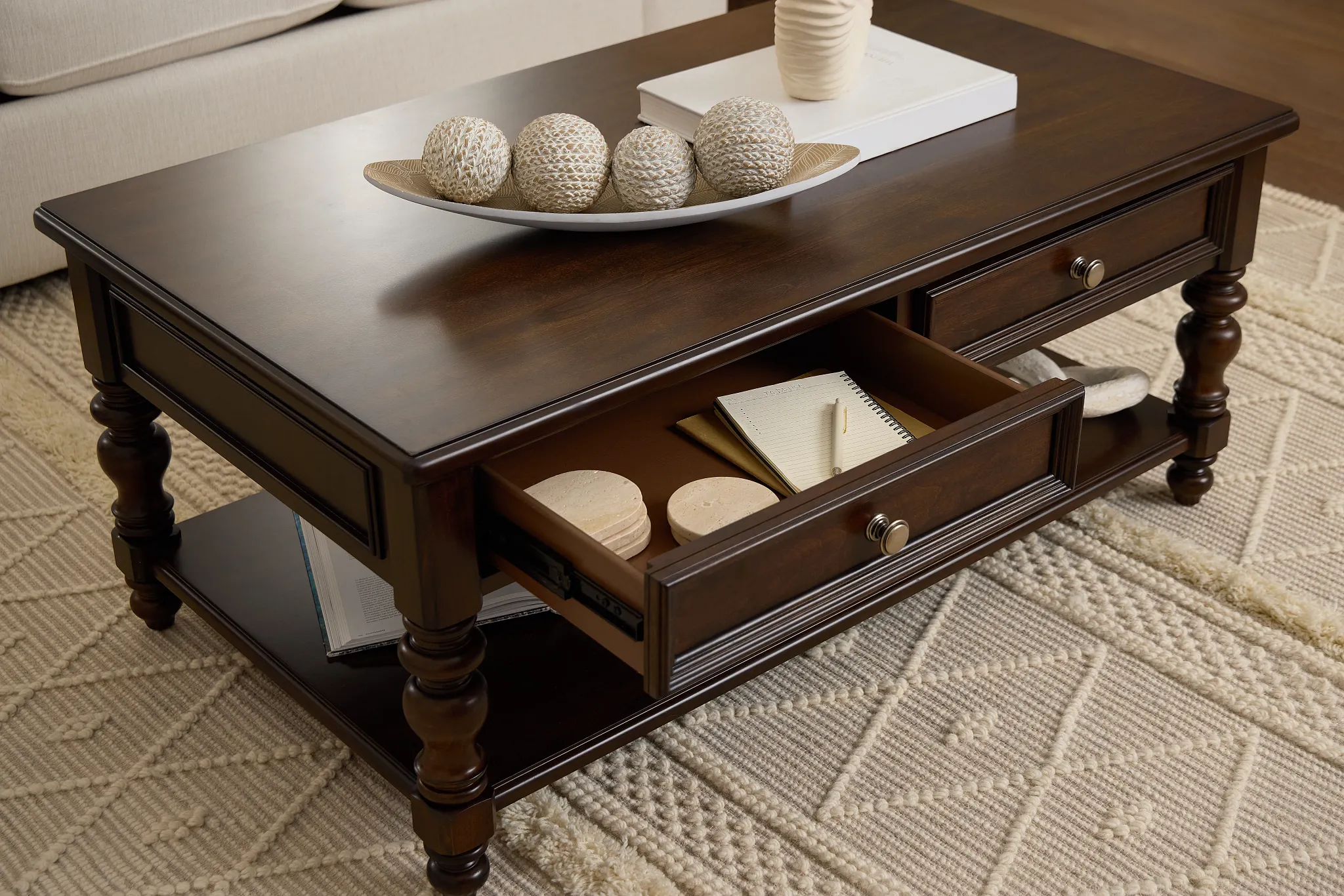 Savannah Dark Tone Storage Rectangular Coffee Table