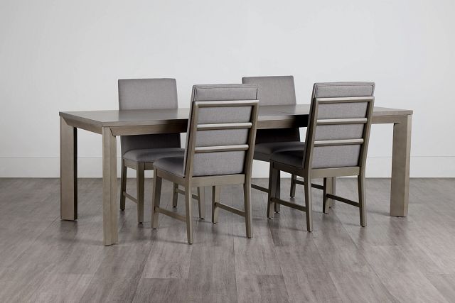 Zurich Gray Rect Table & 4 Upholstered Chairs