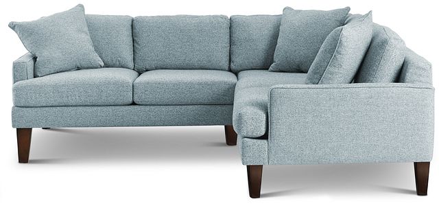 Morgan Teal Fabric Small Left 2-arm Sectional W/ Wood Legs (0)