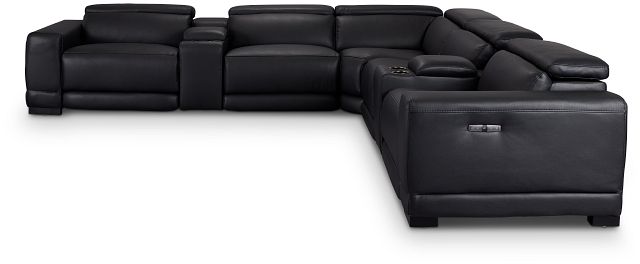 Lombardy Black Micro Large Triple Power Reclining Two-arm Sectional