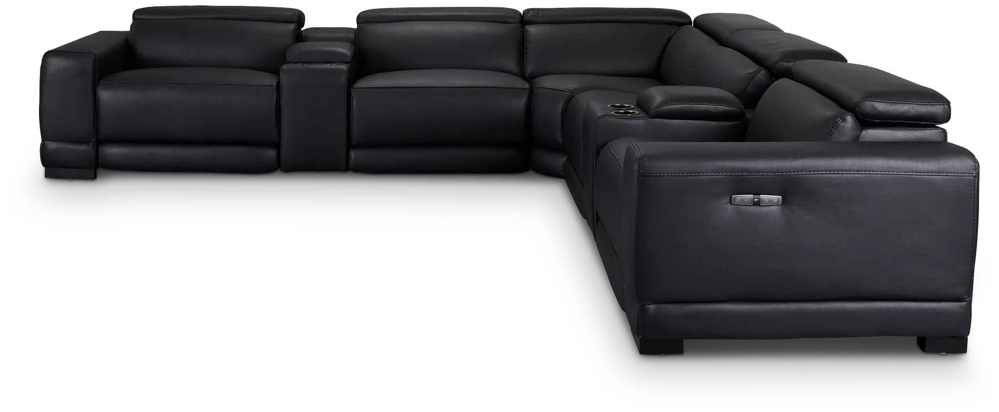 Lombardy Black Micro Large Triple Power Reclining Two-arm Sectional Lombardy Black Micro Large Triple Power Reclining Two-arm Sectional