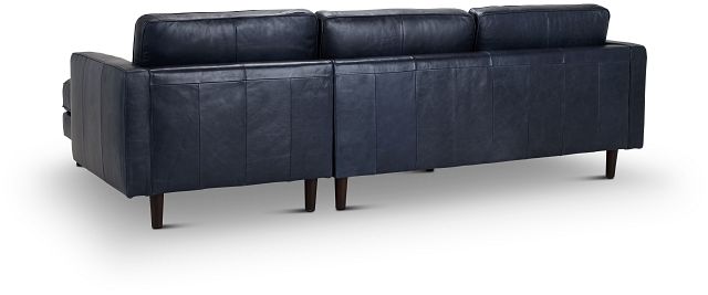 Ezra Blue Leather Right Chaise Sectional