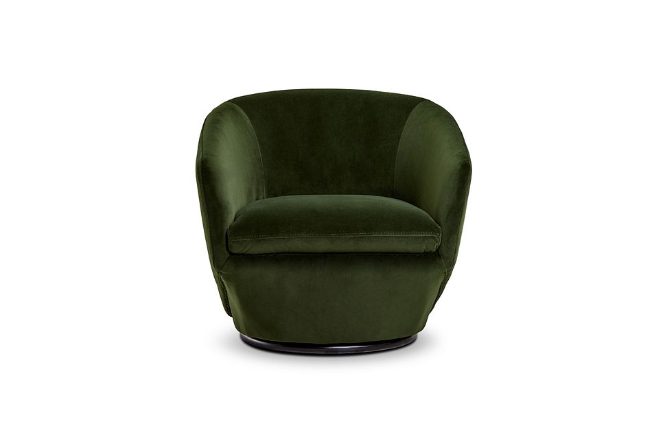 Darian Dark Green Velvet Swivel Accent Chair