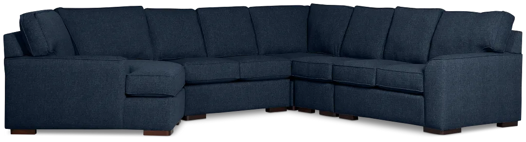 Sinclair Dark Blue Fabric Large Left Cuddler Sectional