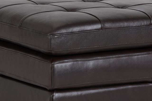 Braden Dark Brown Leather Storage Ottoman