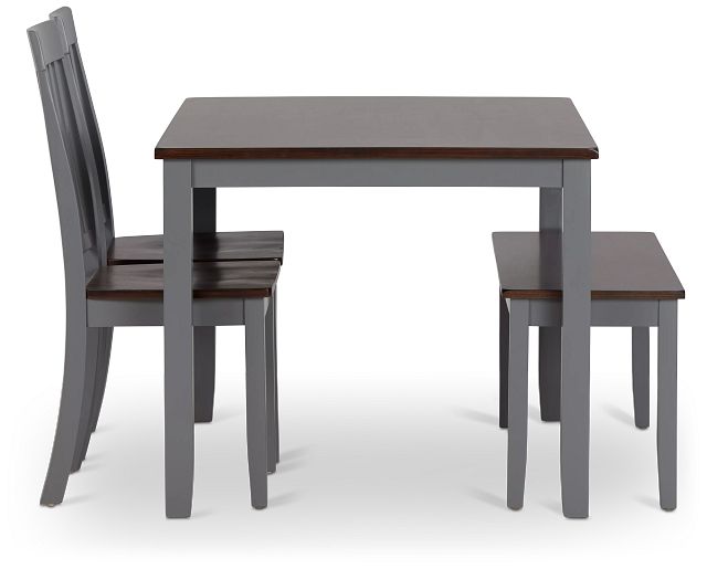 Santos Gray Two-tone Table, 2 Chairs & Bench