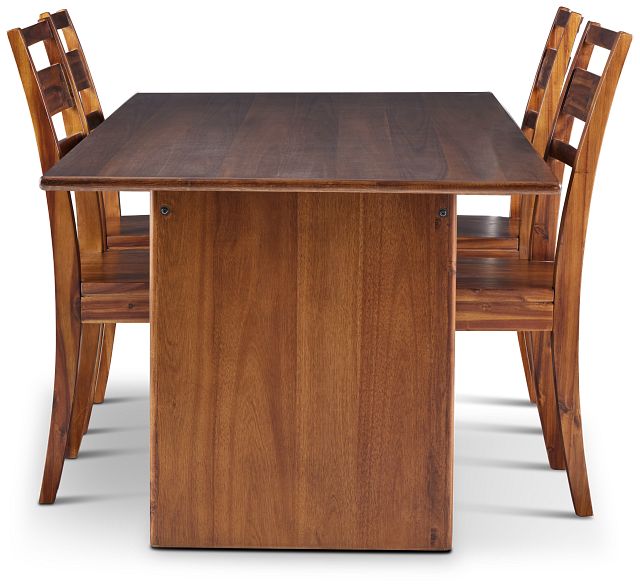 Bowery Dark Tone Rectangular Table & 4 Wood Chairs