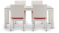 Bahia Orange 72" Rectangular Table & 4 Upholstered Chairs