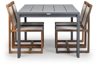 Linear Dark Gray 70" Aluminum Table & 4 Teak Sling Side Chairs