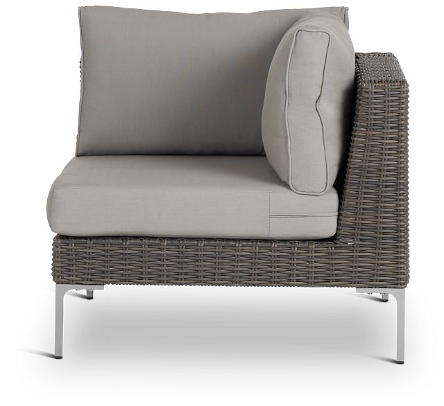 Tulum Gray Woven Corner Chair W/ Cushion