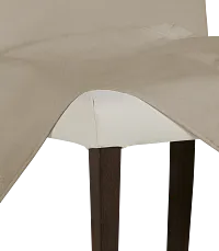 Destination Beige Long Slipcover Chair With Medium-tone Leg