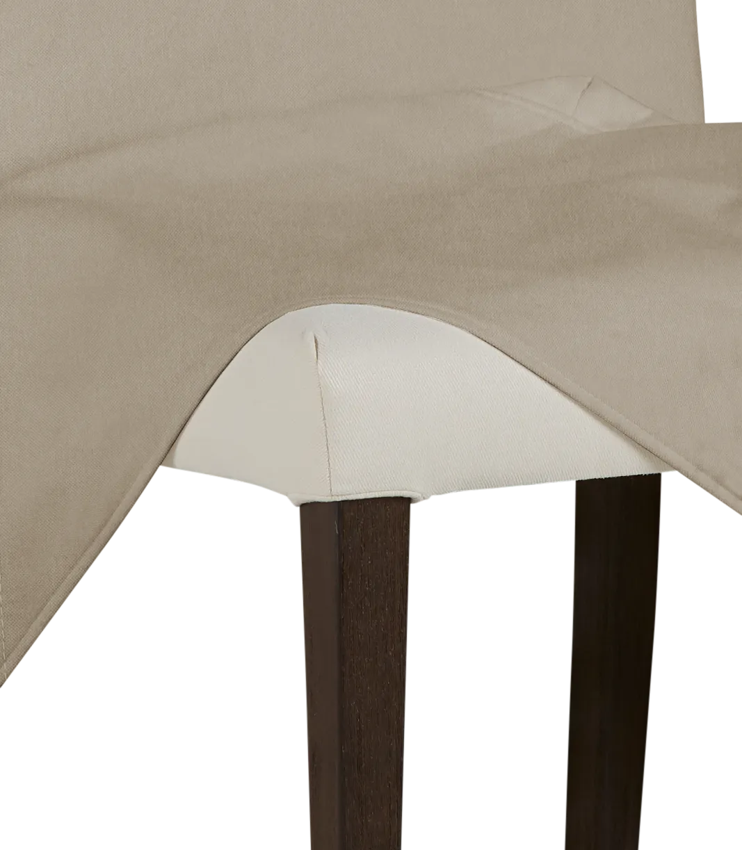 Destination Beige Long Slipcover Chair With Medium-tone Leg