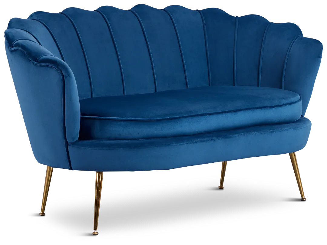 Lily Dark Blue Velvet Loveseat