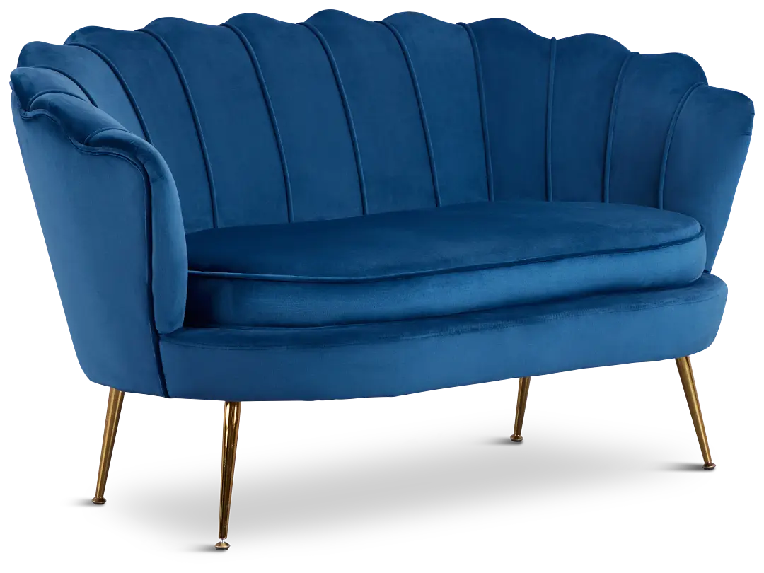 Lily Dark Blue Velvet Loveseat Lily Dark Blue Velvet Loveseat
