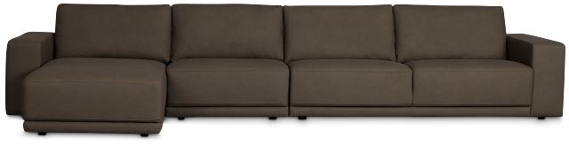 Kellan Dark Gray Leather Small Left Chaise Sectional