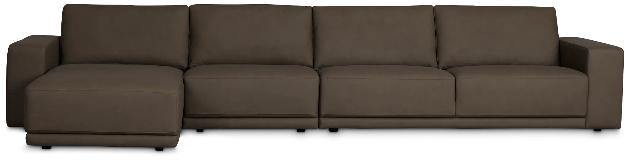 Kellan Dark Gray Leather Small Left Chaise Sectional