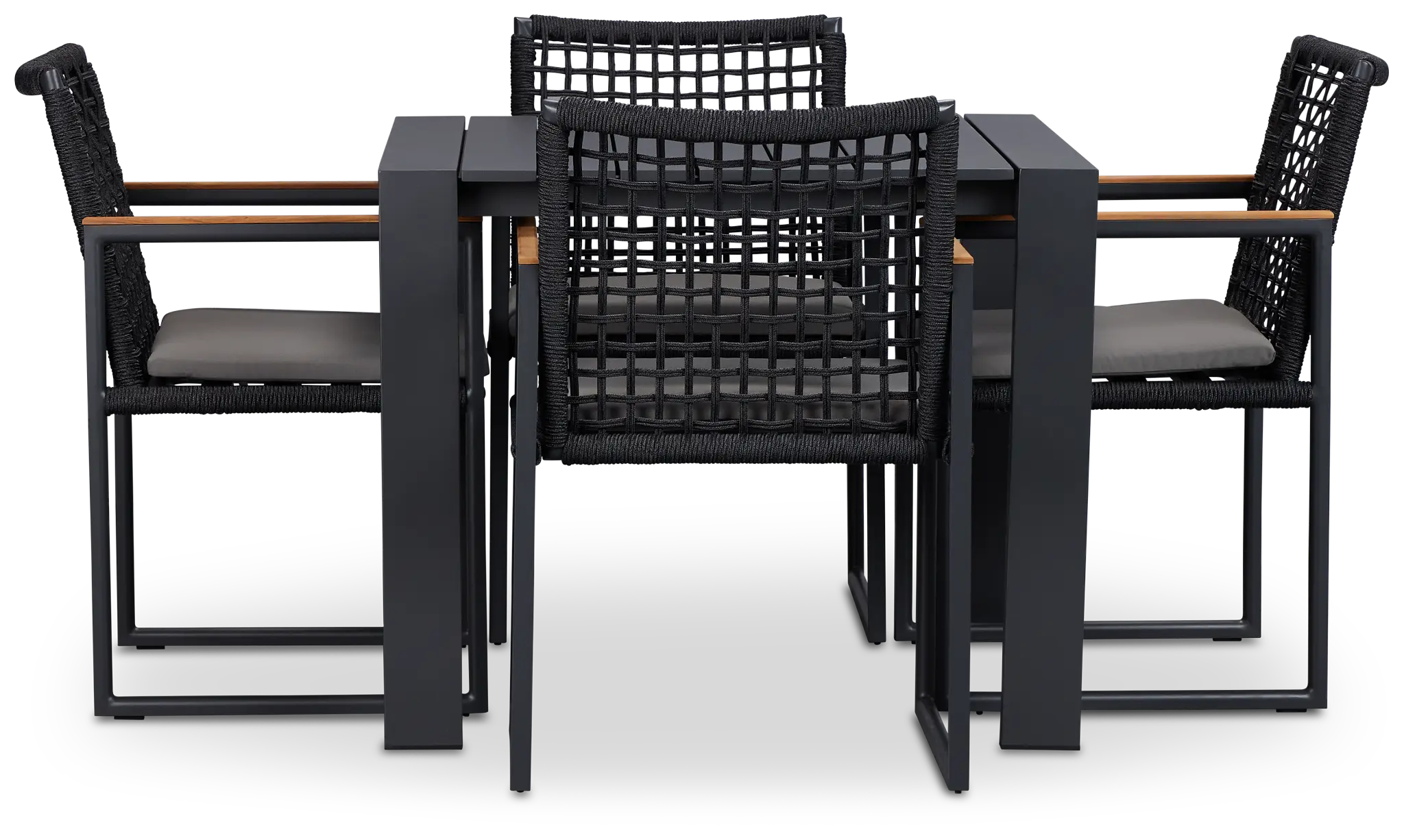 Sunrise Dark Gray 35" Square Table & 4 Teak Arm Chairs Sunrise Dark Gray 35" Square Table & 4 Teak Arm Chairs