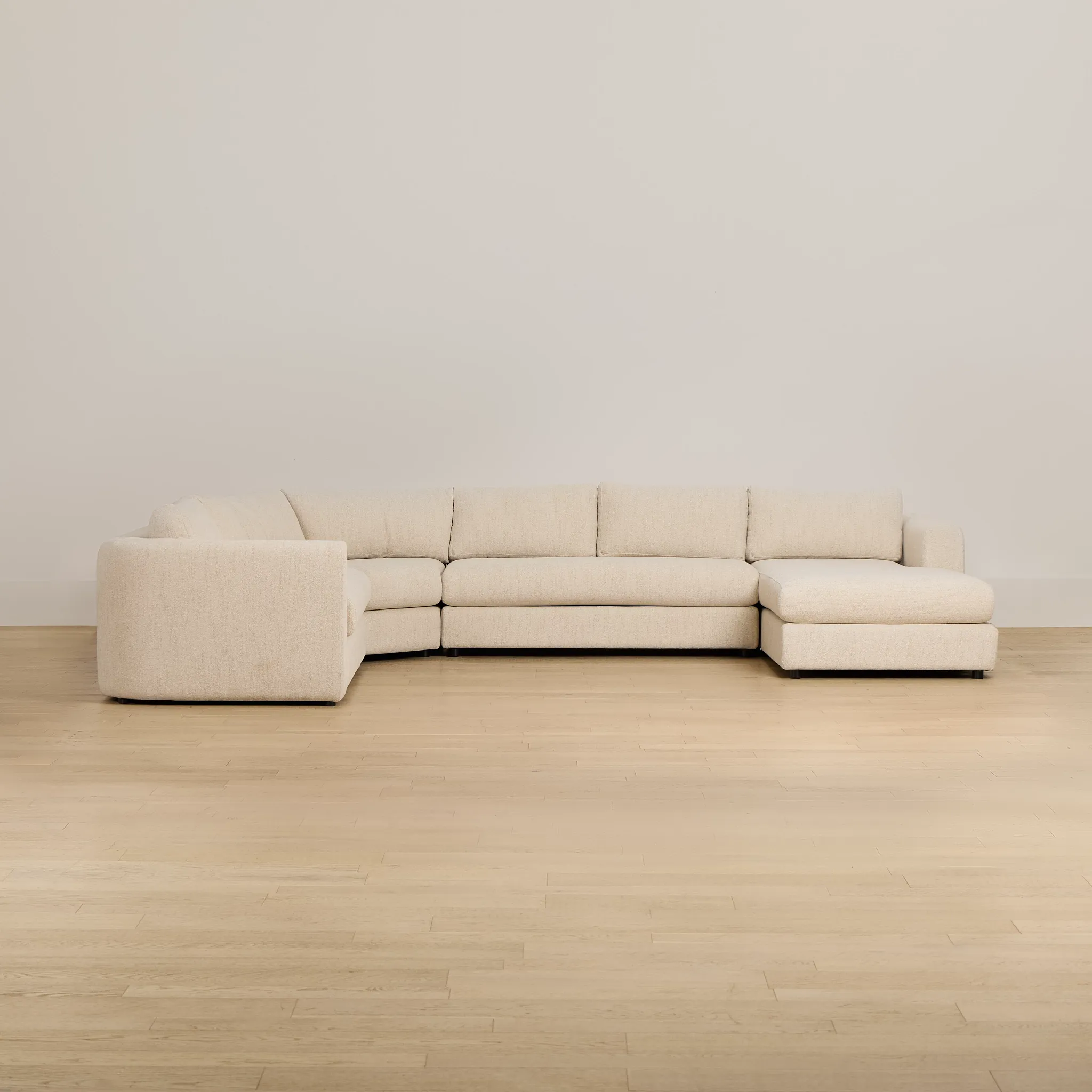 Alma Light Beige Fabric Medium Right Chaise Wedge Sectional