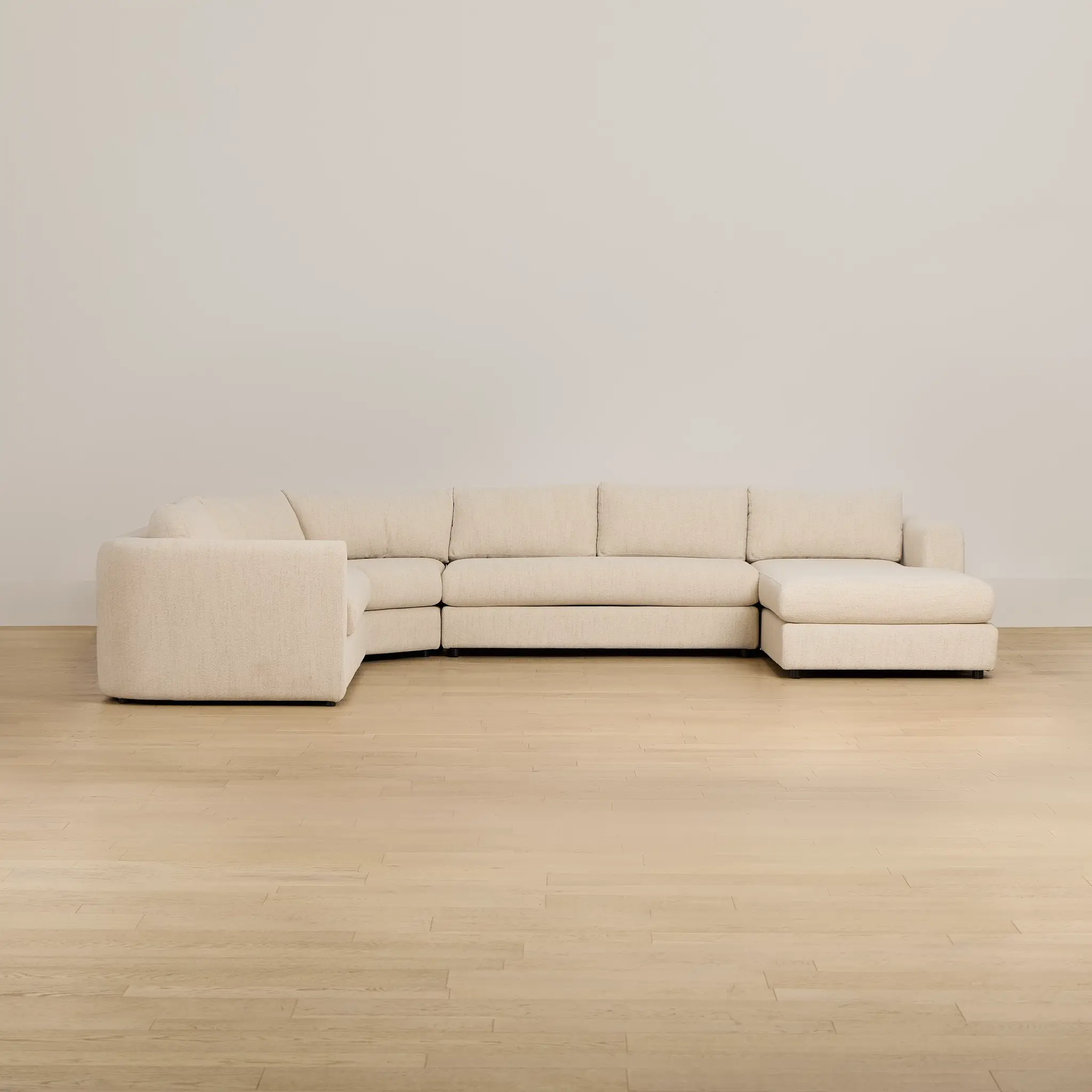 Alma Light Beige Fabric Medium Right Chaise Wedge Sectional Alma Light Beige Fabric Medium Right Chaise Wedge Sectional