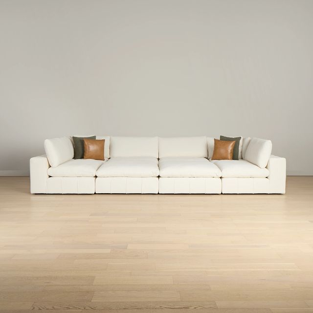 Cruz White Fabric 8-piece Pit Sectional