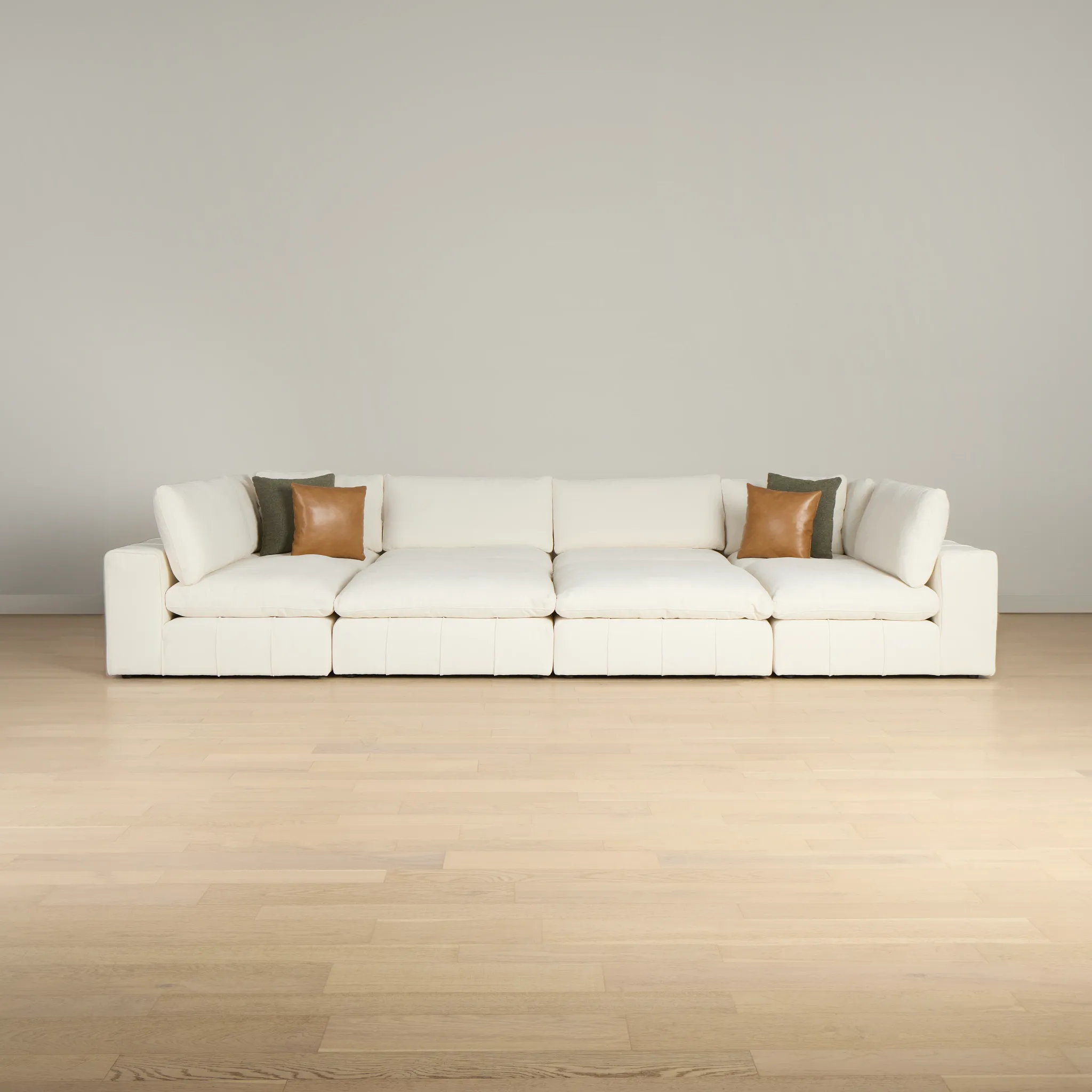 Cruz White Fabric 8-piece Pit Sectional