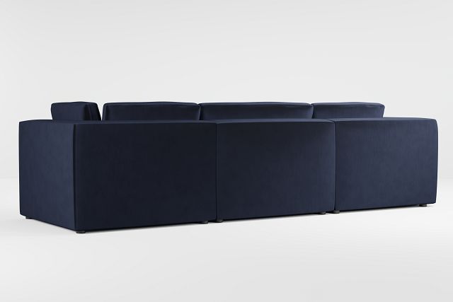 Destin Joya Dark Blue Velvet 3 Piece Modular Sofa