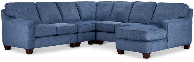 Andie Blue Fabric Large Right Chaise Sectional