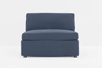 Destin Peyton Dark Blue Fabric Armless Chair
