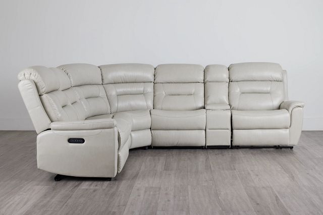 Toby Light Gray Micro Medium Dual Power 2-arm Reclining Sectional