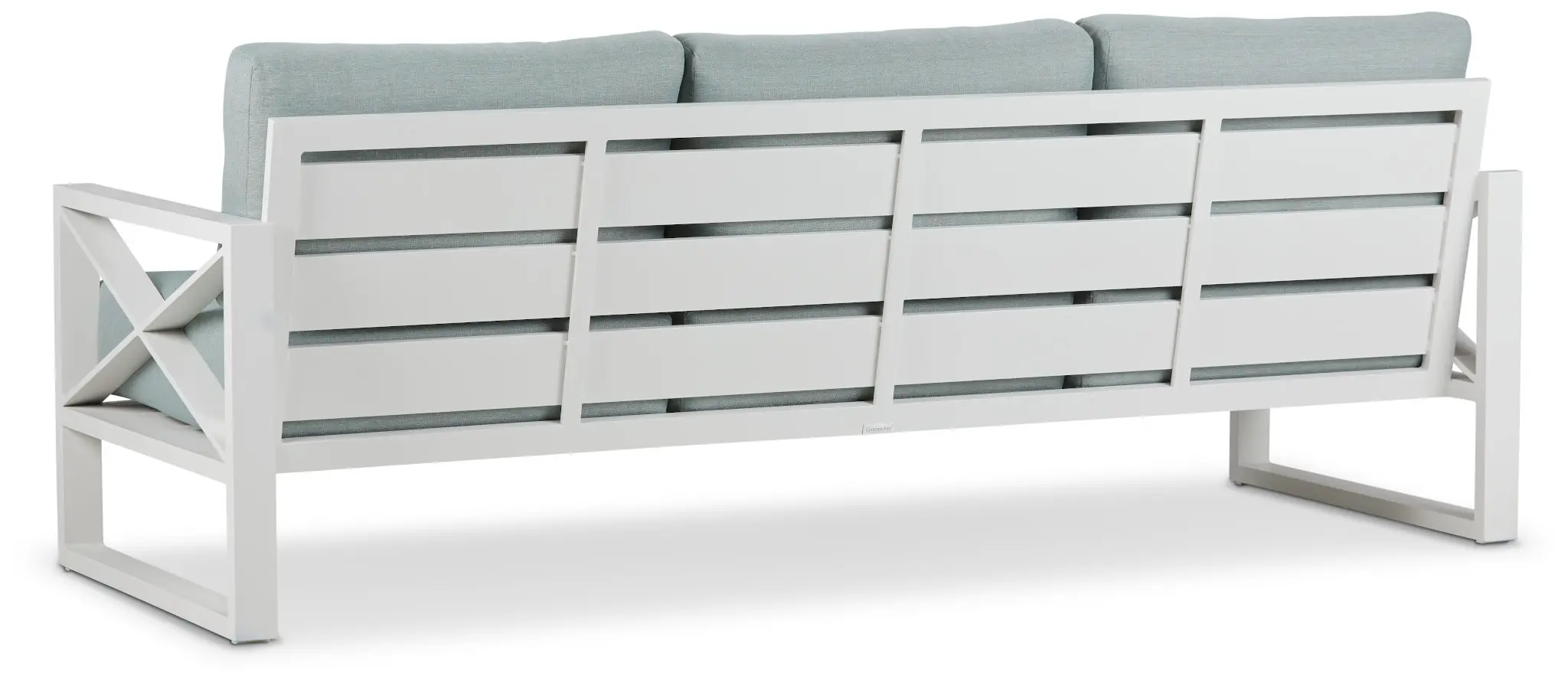 Linear White Teal Aluminum Outdoor Upholstery Linear White Teal Aluminum Outdoor Upholstery