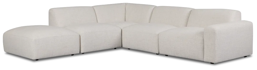 Baylor Light Beige Fabric 5-piece Left Facing Bumper Sectional