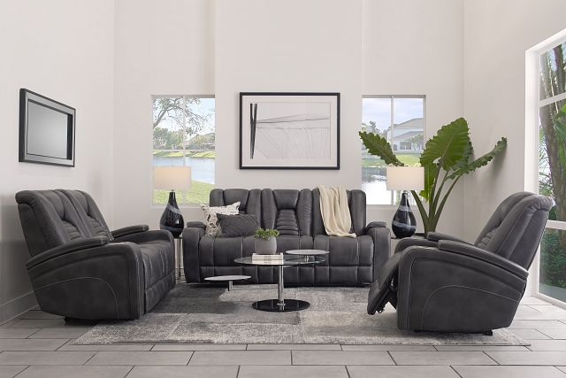 Nexus Gray Micro Power Reclining Sofa
