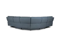 Summit Blue Lthr/vinyl Small Two-arm Power Reclining Sectional