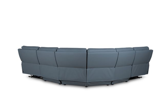 Summit Blue Lthr/vinyl Small Two-arm Power Reclining Sectional