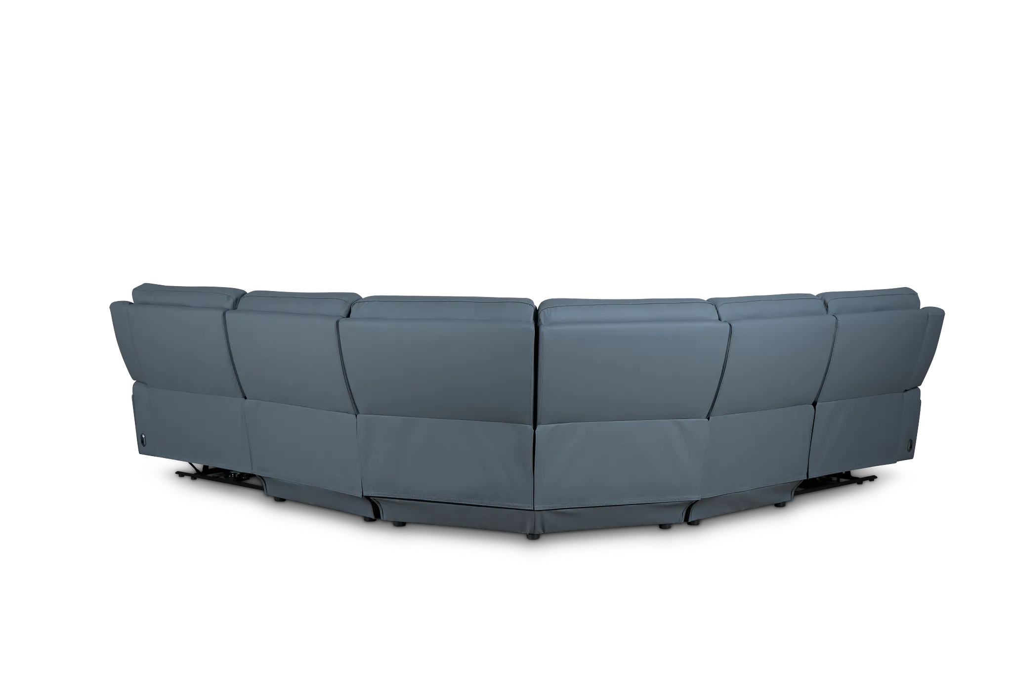 Summit Blue Lthr/vinyl Small Two-arm Power Reclining Sectional